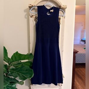 Excellent Condition Michael Kors Dark Blue Ribbed Midi Dress Size XS